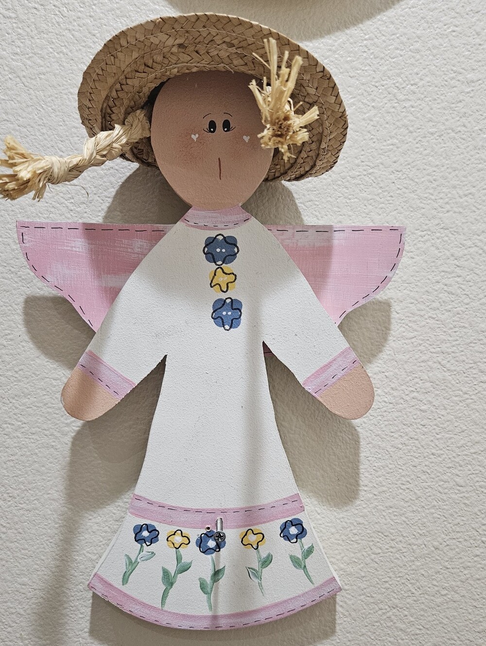 Handcrafted Pink & White Angel Wall Decor